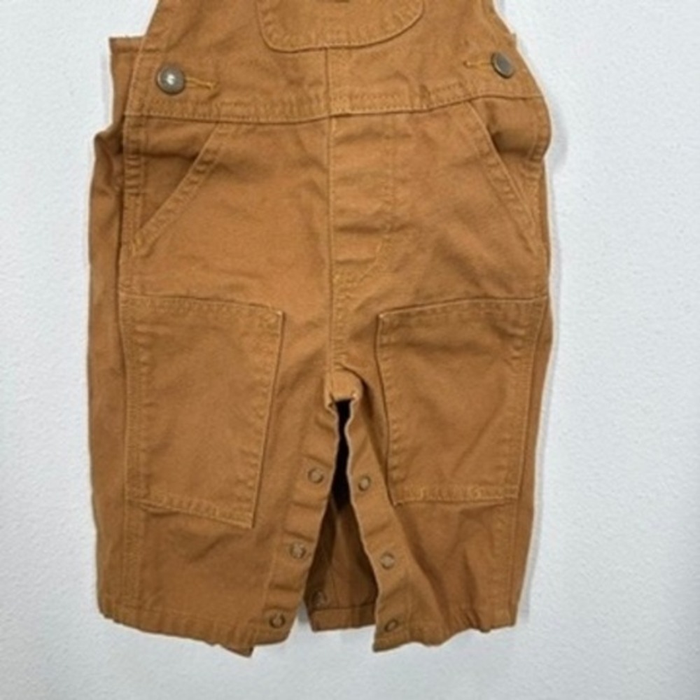 Carhartt Baby Toddler Set Brown Canvas Bib Overalls and Black Sweatshirt Size 6M - Picture 6 of 16